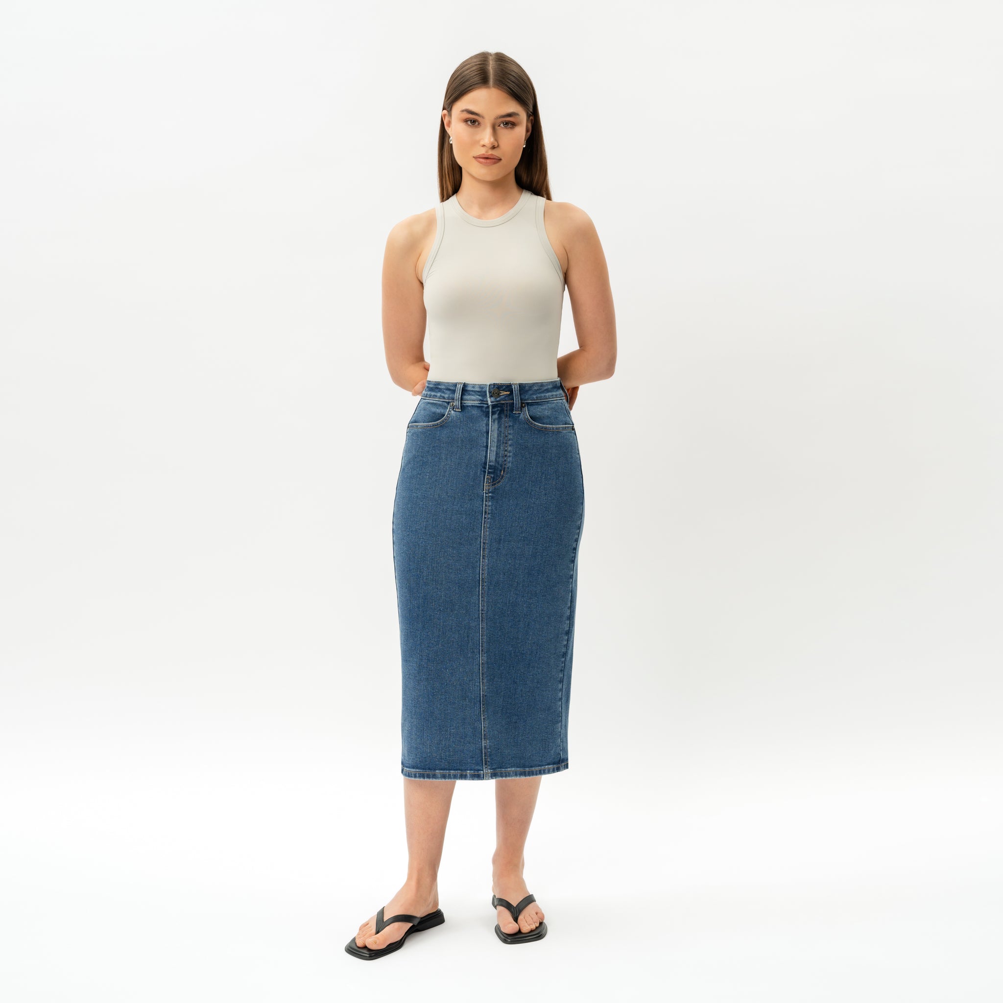 Stretchy ComfortDenim™ Skirt - Ninepine