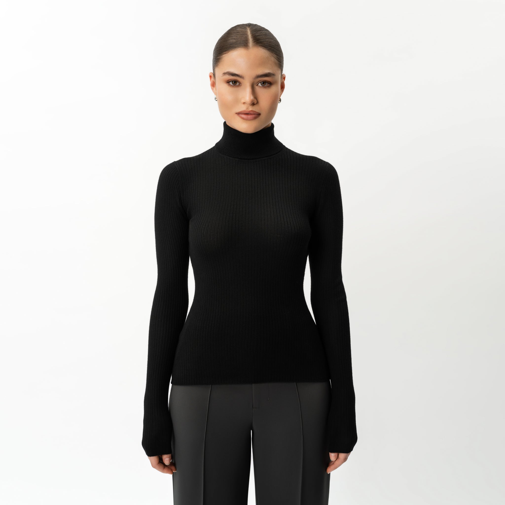 Merino Wool Ribbed Turtleneck - Ninepine