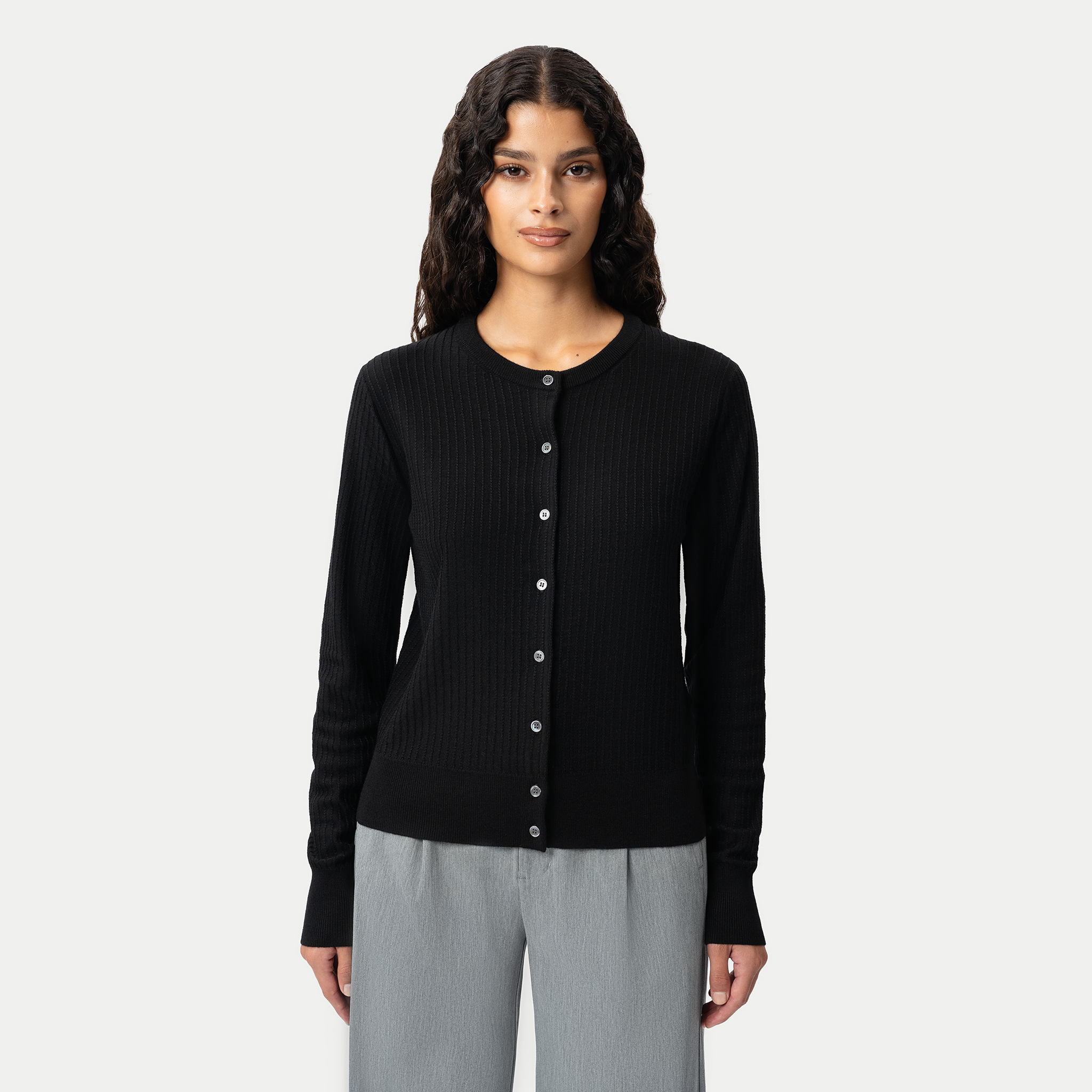 Merino Cardigan - Black - Ninepine