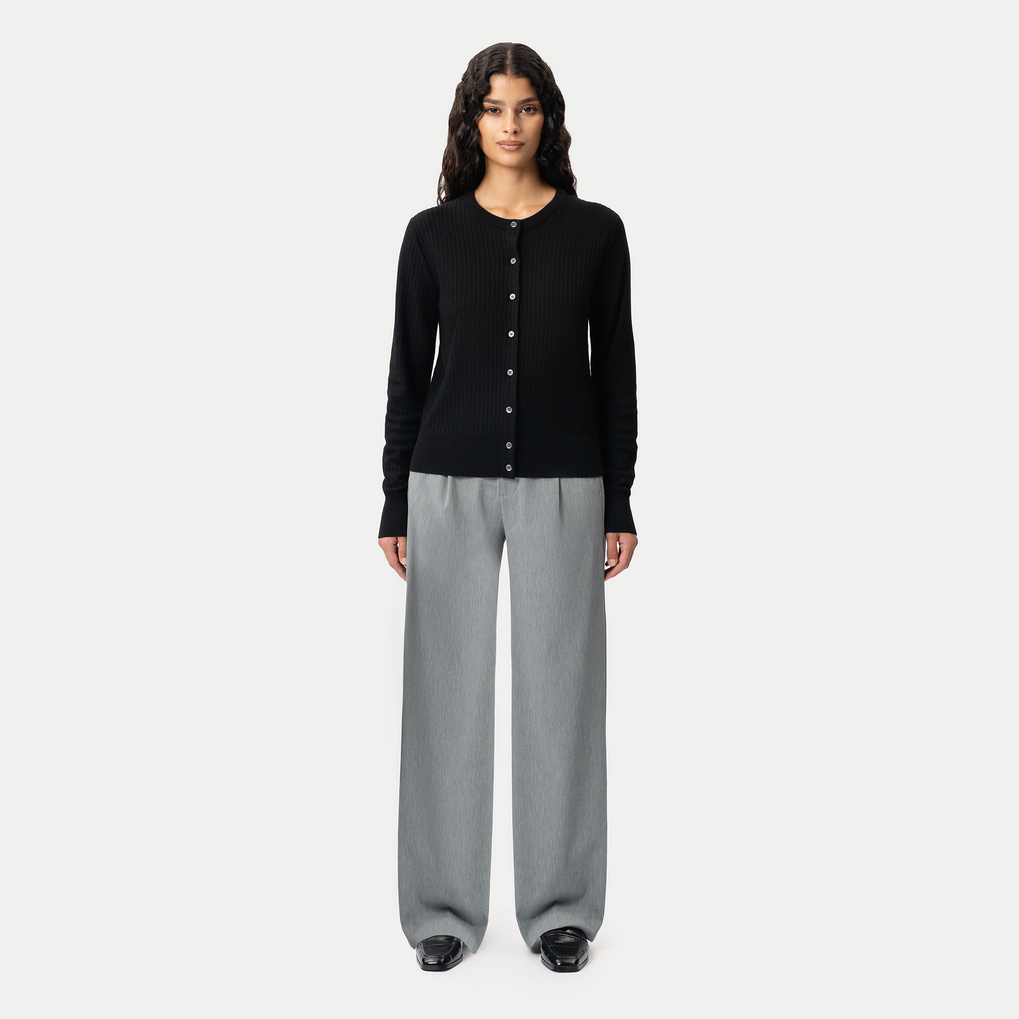 Merino Cardigan - Black - Ninepine