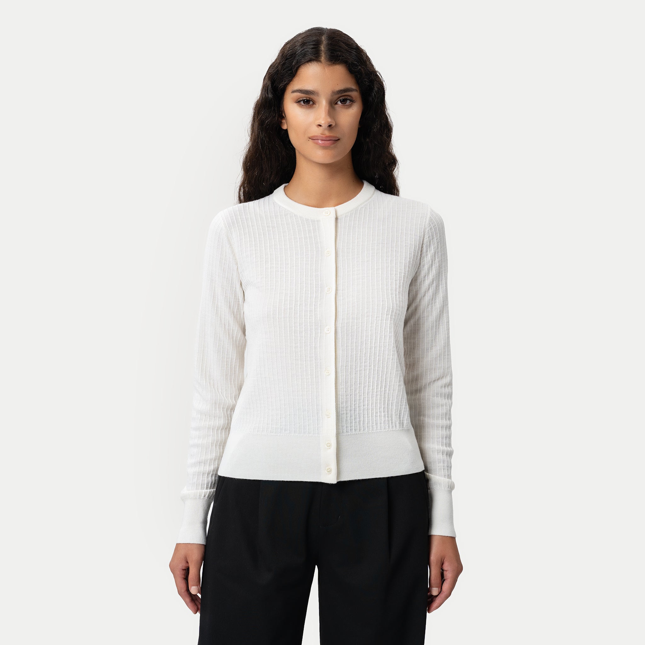 Merino Cardigan - Off-white - Ninepine