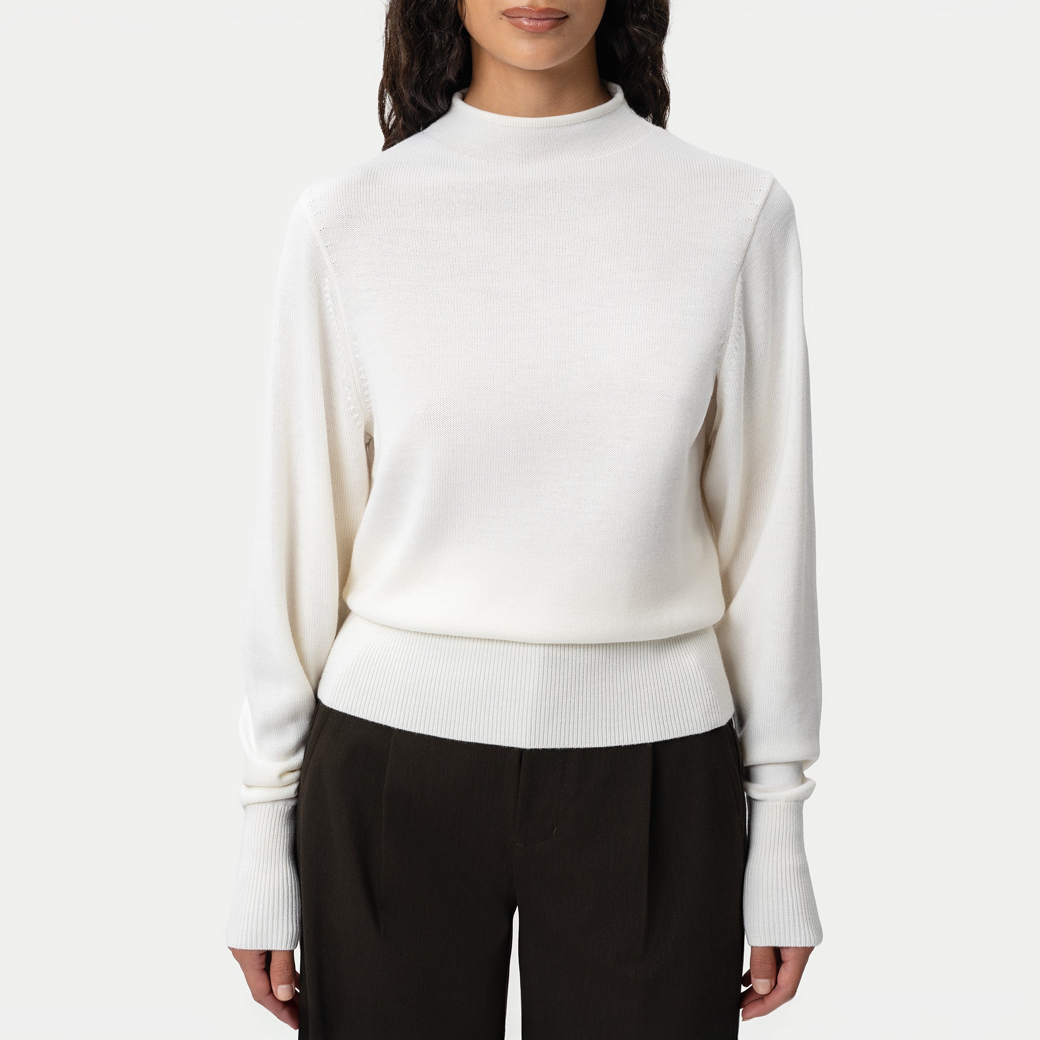 The Iconic Merino Sweater - Off-white - Ninepine