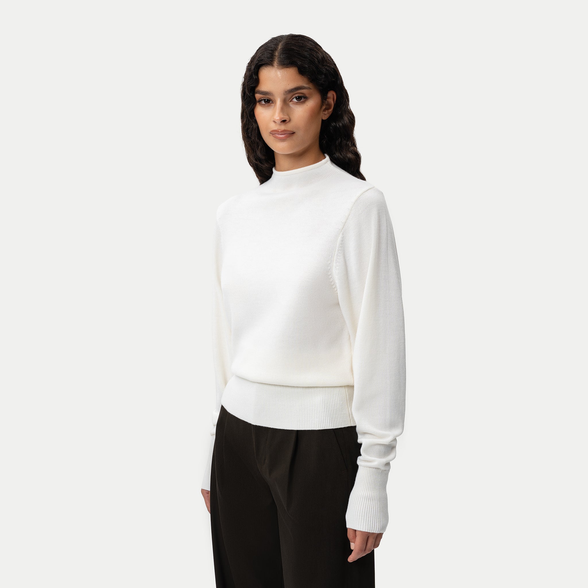 The Iconic Merino Sweater - Off-white - Ninepine