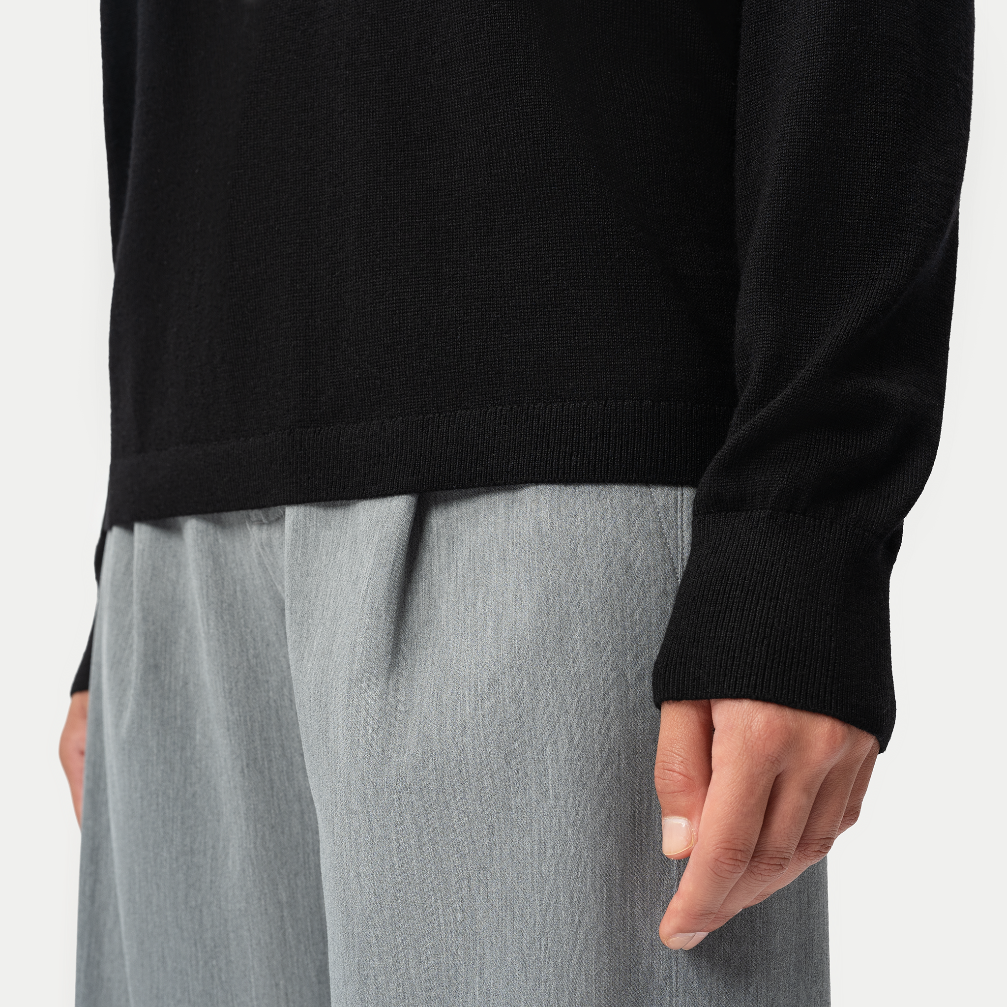 Merino Polo Shirt - Black - Ninepine