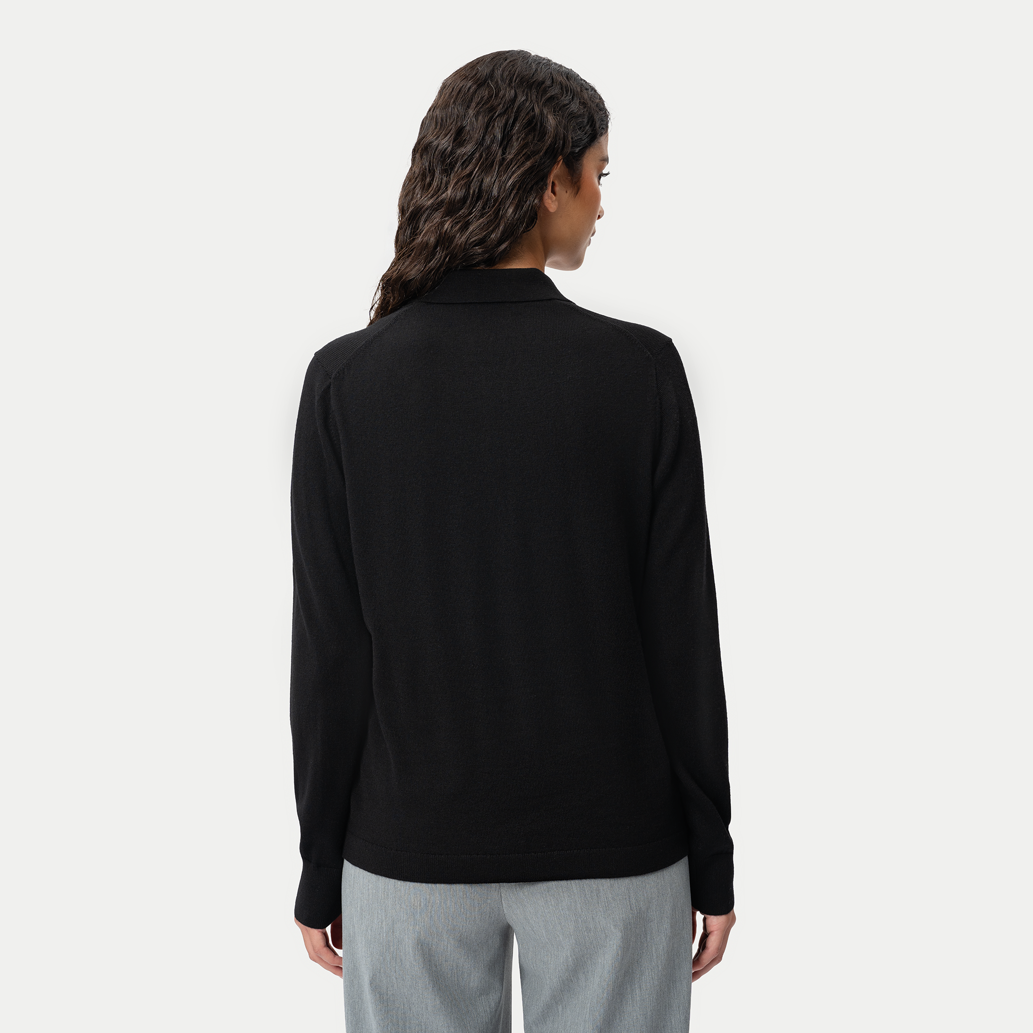 Merino Polo Shirt - Black - Ninepine