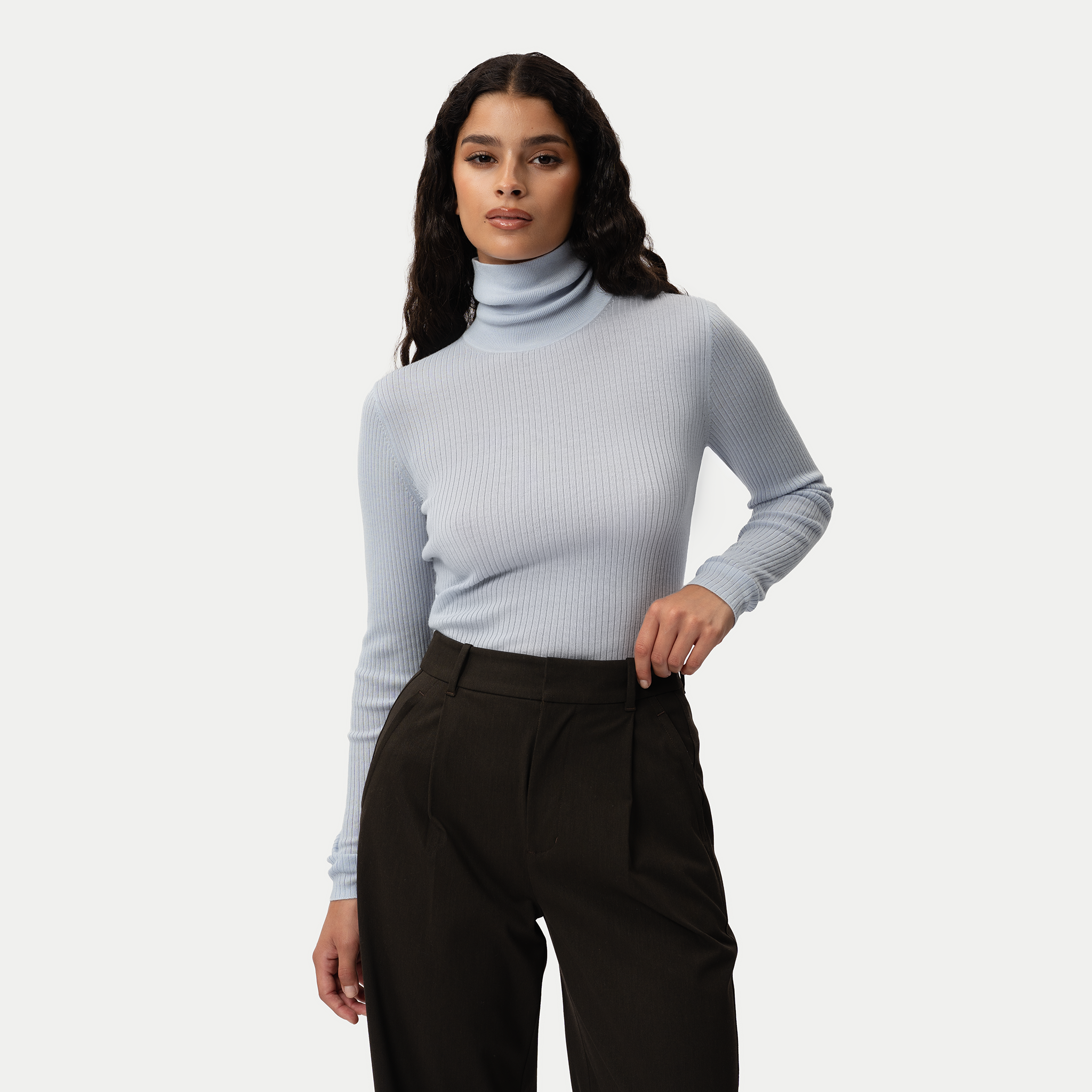Merino Wool Ribbed Turtleneck - Ninepine