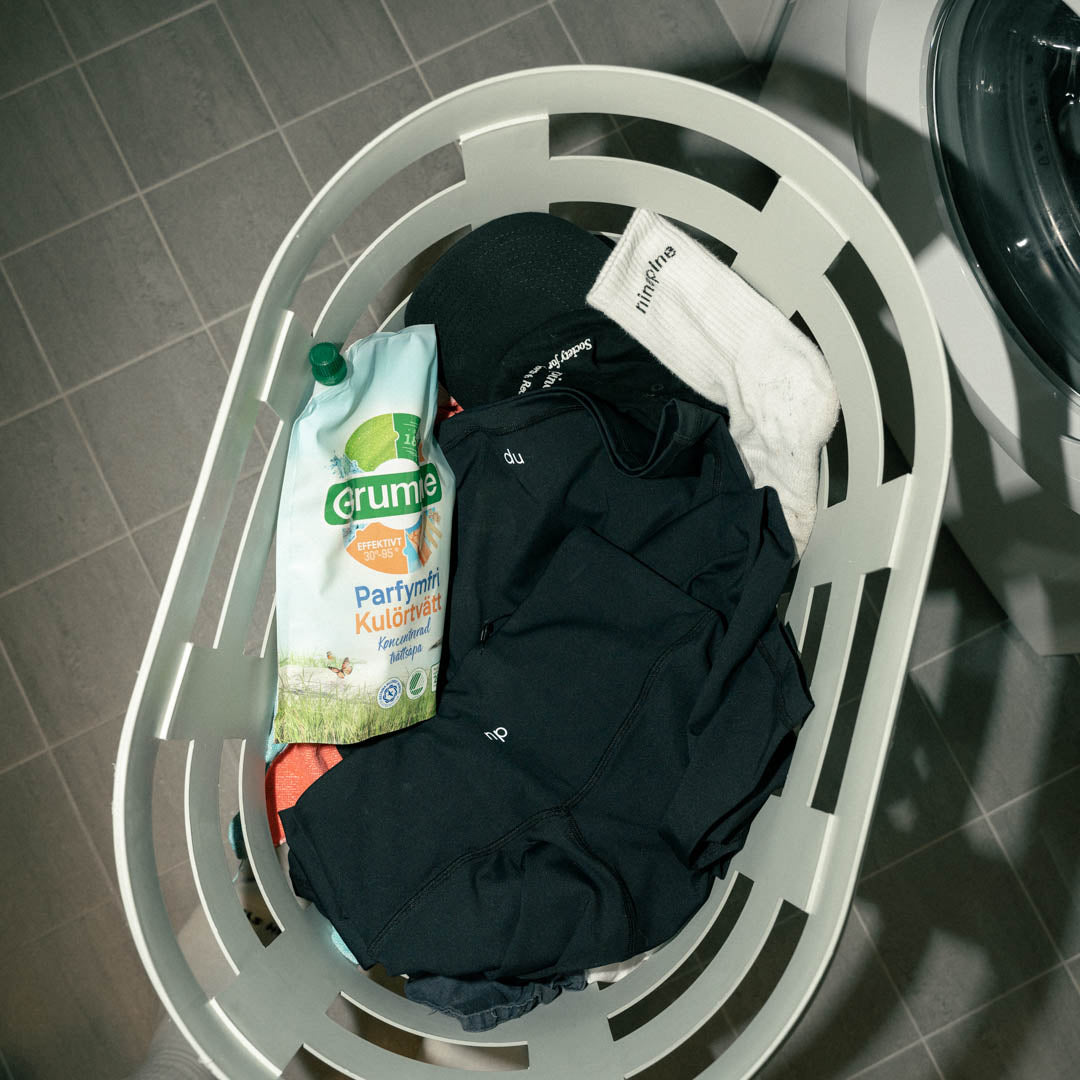 Washing basket with activewear inside