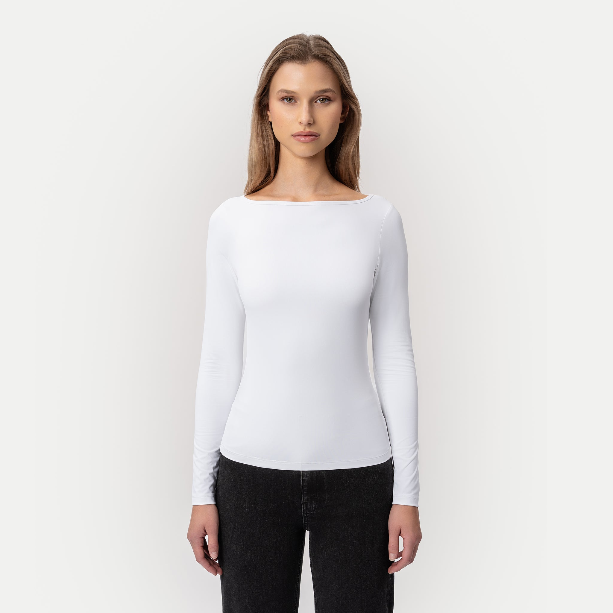 Soft Boatneck Long-sleeve White
