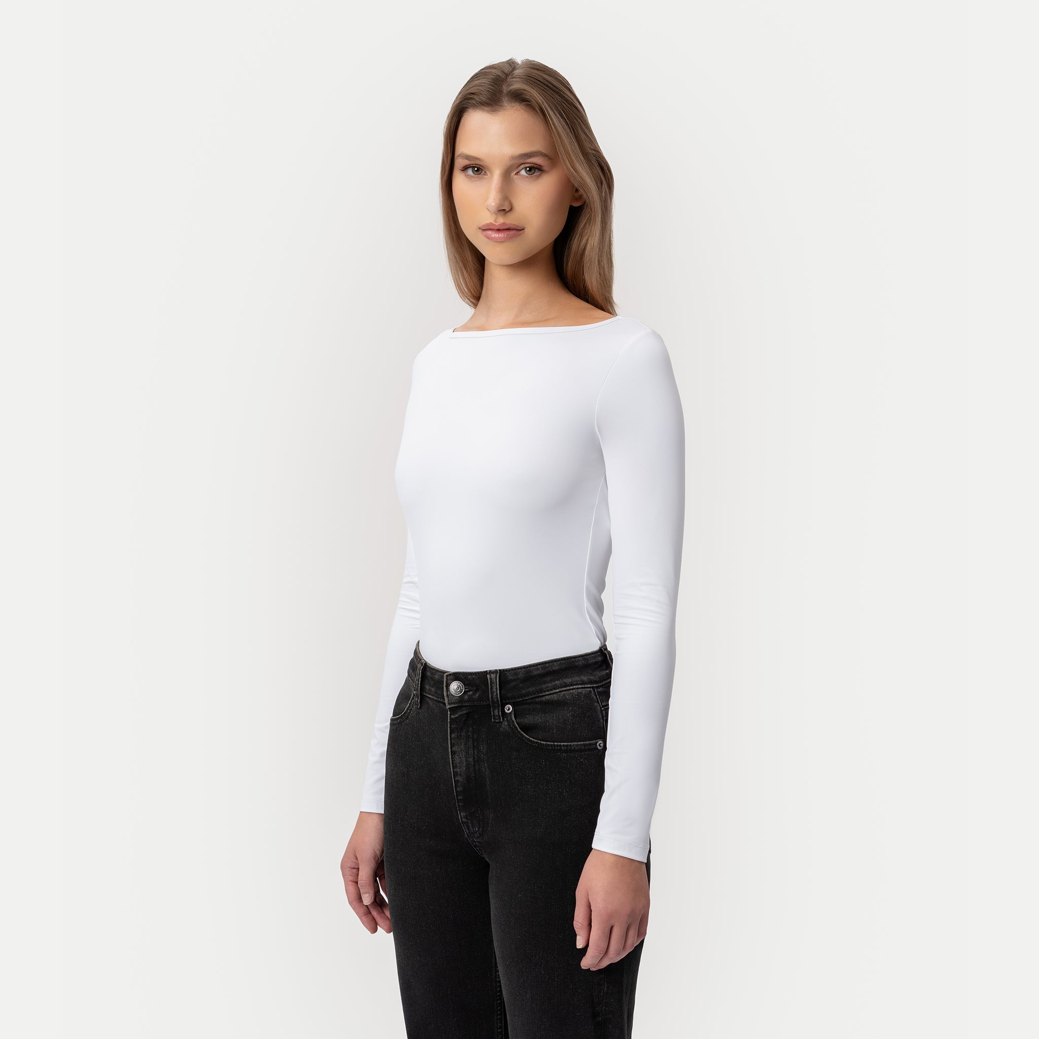 Soft Boatneck Long-sleeve White